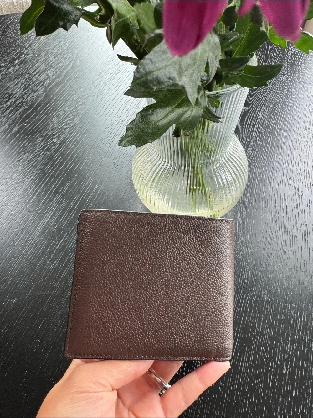 Coach Brown Pebbled Leather Bi-Fold Card & Key Holder